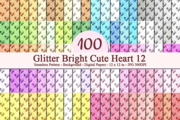 Glitter Bright Cute Heart 12 Pattern: A Versatile Digital Design for Creative Projects