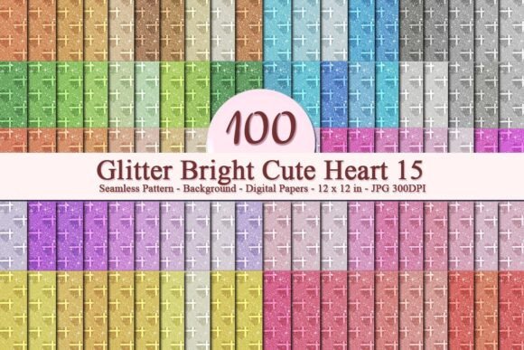 Glitter Bright Cute Heart 15 Pattern: A Versatile Digital Design for Creative Businesses