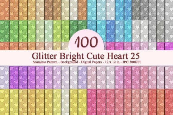 Glitter Bright Cute Heart 25 Pattern