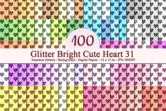 Glitter Bright Cute Heart 31 Pattern