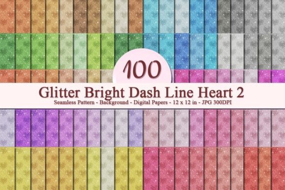 Glitter Bright Dash Line Heart 2 Pattern