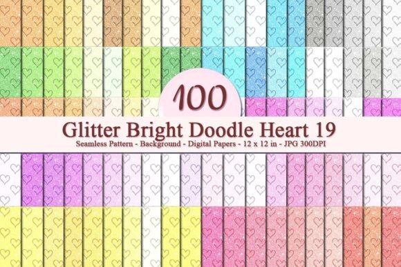 Glitter Bright Doodle Heart 19 Pattern: A Versatile Digital Design for Creative Businesses