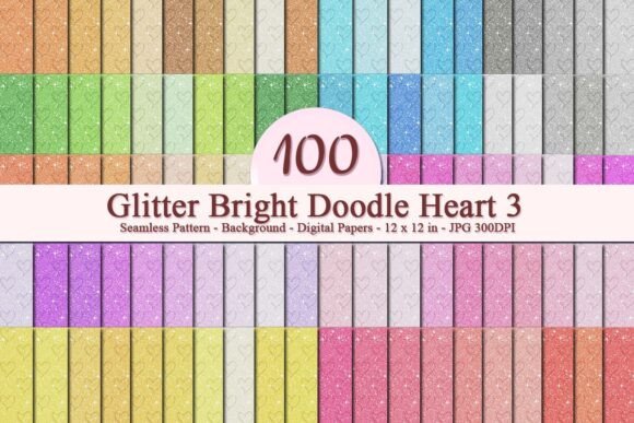 Glitter Bright Doodle Heart 3 Pattern
