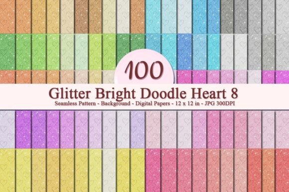 Glitter Bright Doodle Heart 8 Pattern: A Versatile Digital Design for Creative Businesses