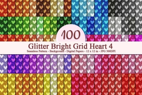 Glitter Bright Grid Heart 4 Pattern