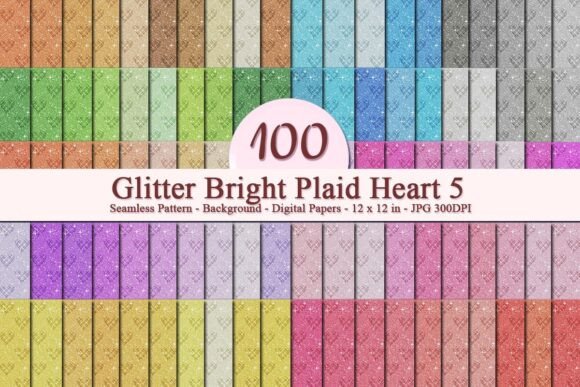 Glitter Bright Plaid Heart 5 Pattern