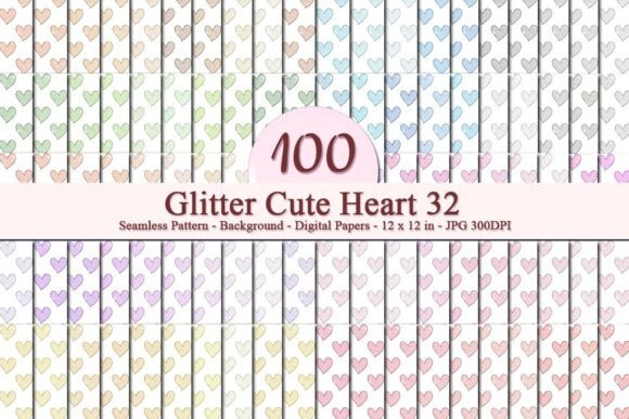 Glitter Cute Heart 32 Pattern