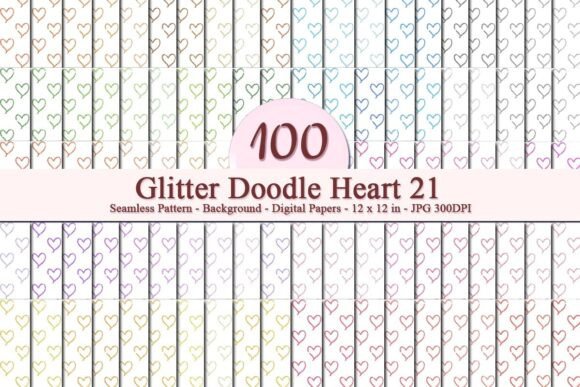 Glitter Doodle Heart 21 Seamless Pattern