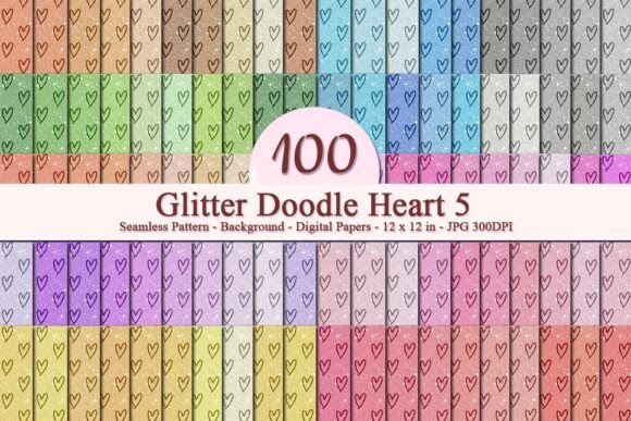 Glitter Doodle Heart 5 Pattern: A Versatile Digital Design for Creative Projects