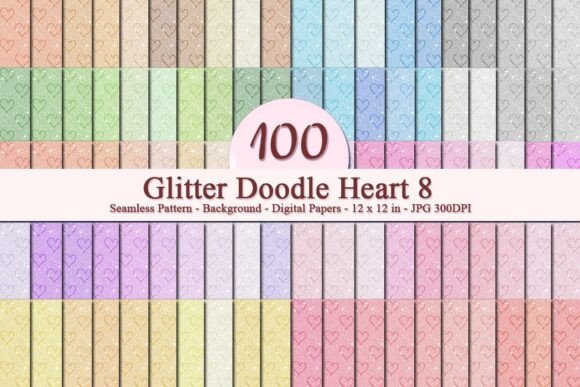 Glitter Doodle Heart 8 Pattern: A Versatile Digital Design for Creative Businesses