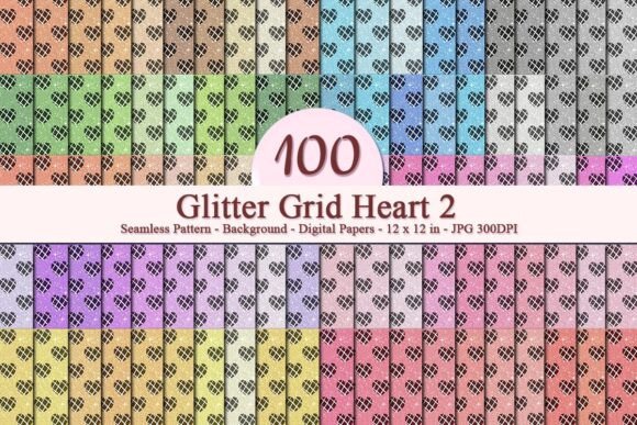 Glitter Grid Heart 2 Pattern: A Luxurious Digital Design for Creative Businesses
