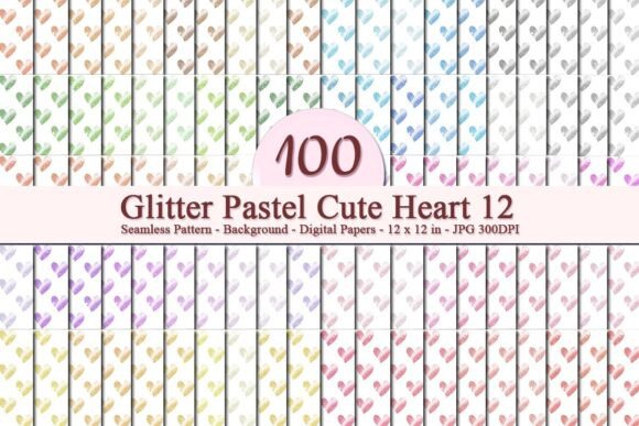 Glitter Pastel Cute Heart 12 Pattern: A Versatile Digital Design for Creative Projects