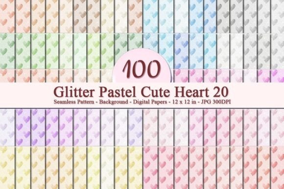 Glitter Pastel Cute Heart 20 Pattern