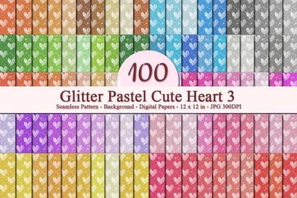 Glitter Pastel Cute Heart 3 Pattern: A Versatile Digital Design for Creative Businesses