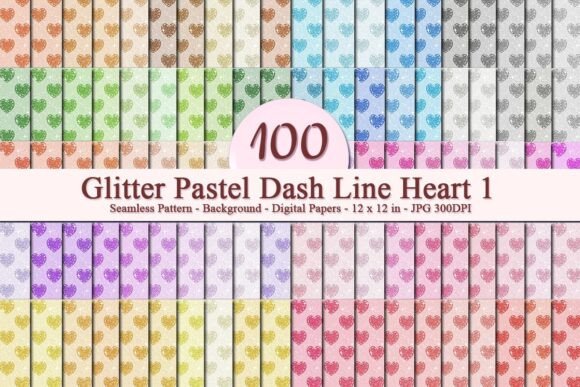 Glitter Pastel Dash Line Heart 1 Pattern