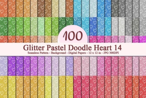 Glitter Pastel Doodle Heart 14 Pattern: A Versatile Digital Design for Creative Projects