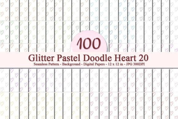 Glitter Pastel Doodle Heart 20 Pattern