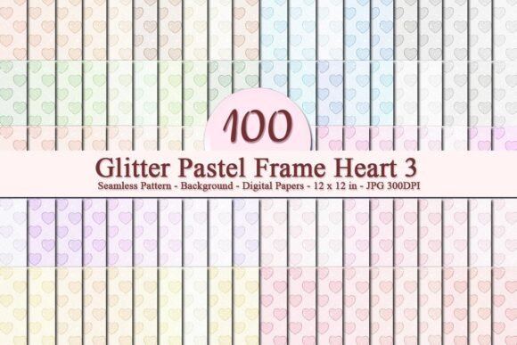 Glitter Pastel Frame Heart 3 Pattern