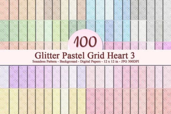 Glitter Pastel Grid Heart 3 Pattern