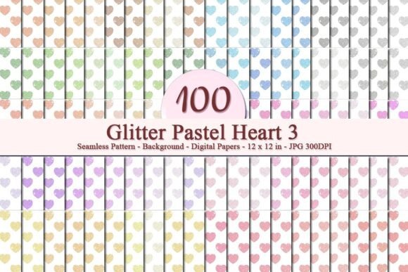Glitter Pastel Heart 3 Seamless Pattern: A Luxurious Digital Design for Every Creative