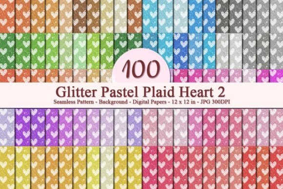 Glitter Pastel Plaid Heart 2 Pattern