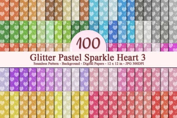 Glitter Pastel Sparkle Heart 3 Pattern: A Versatile Digital Design for Creative Businesses