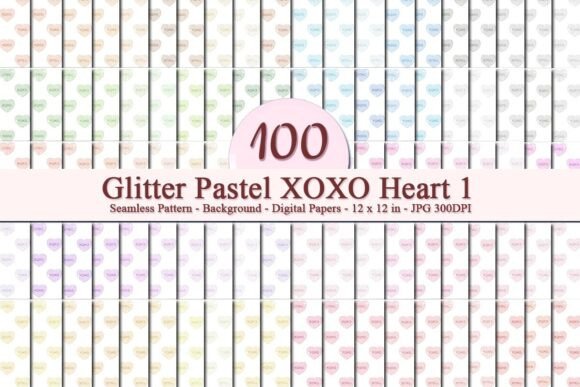 Glitter Pastel XOXO Heart 1 Pattern