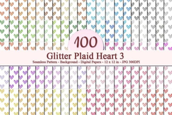 Glitter Plaid Heart 3 Pattern: A Luxurious Digital Design for Your Creative Projects