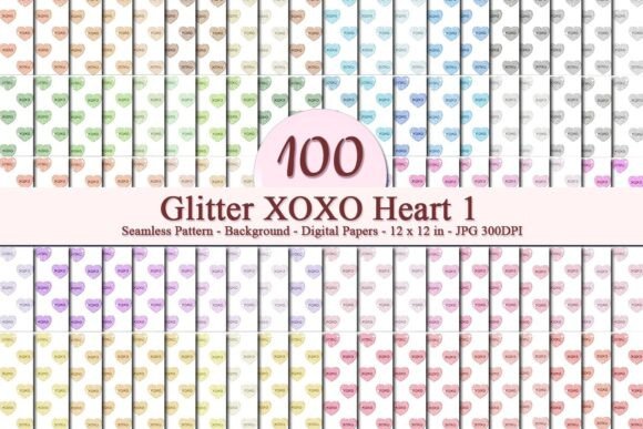 Glitter XOXO Heart 1 Seamless Pattern: A Versatile Digital Design for Creative Businesses