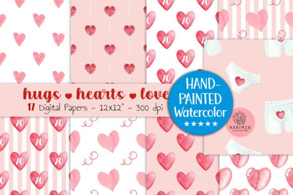 Watercolor Hearts Digital Paper: A Versatile Creative Resource